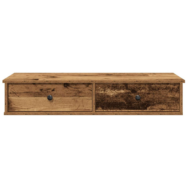 vidaXL antik fa szerelt fa falipolc fiókokkal 100 x 37,5 x 19 cm