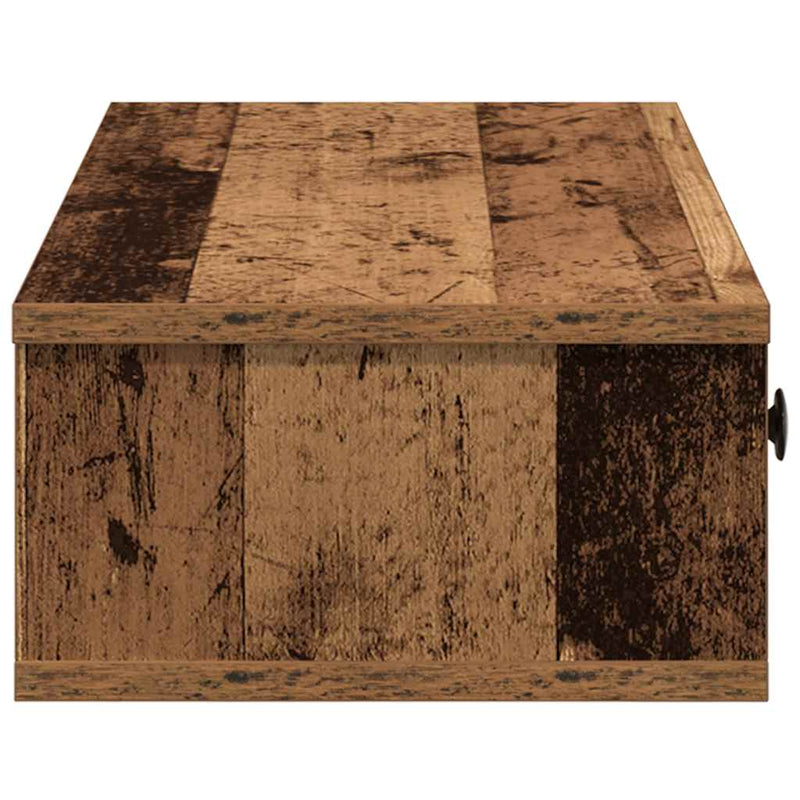vidaXL antik fa szerelt fa falipolc fiókokkal 100 x 37,5 x 19 cm