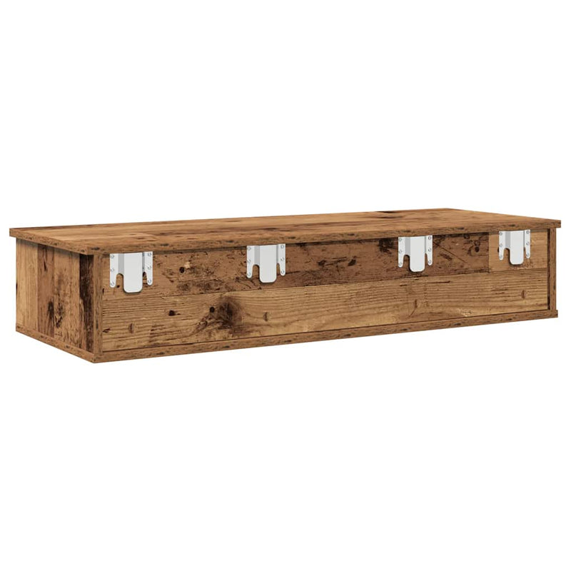 vidaXL antik fa szerelt fa falipolc fiókokkal 100 x 37,5 x 19 cm