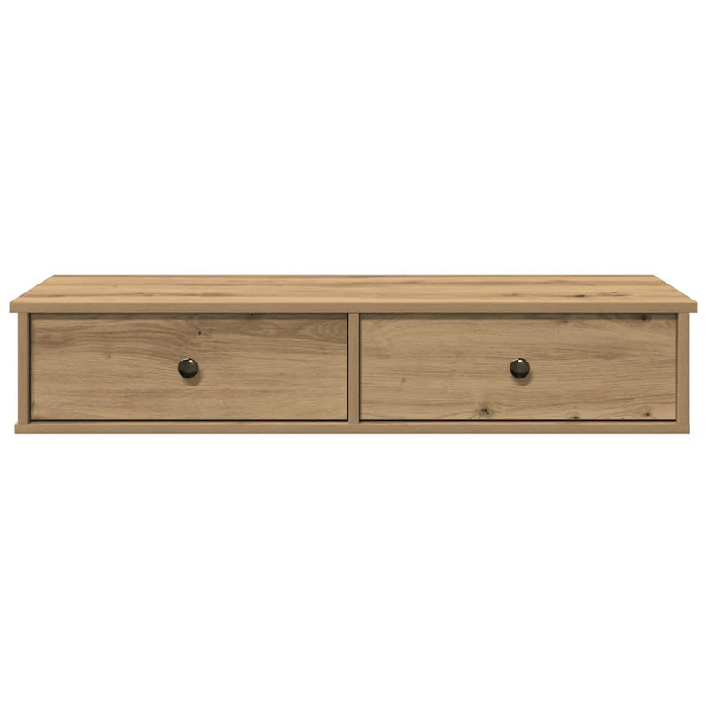 vidaXL kézműves tölgy szerelt fa falipolc fiókokkal 100 x 37,5 x 19 cm