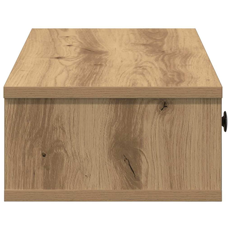 vidaXL kézműves tölgy szerelt fa falipolc fiókokkal 100 x 37,5 x 19 cm