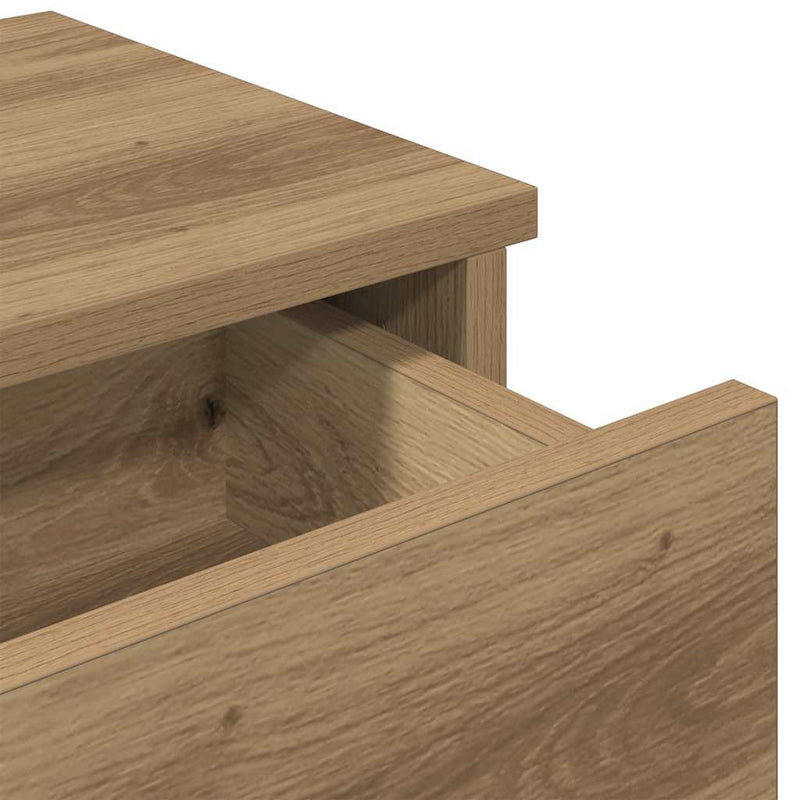 vidaXL kézműves tölgy szerelt fa falipolc fiókokkal 100 x 37,5 x 19 cm