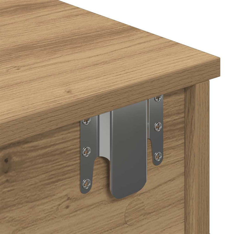 vidaXL kézműves tölgy szerelt fa falipolc fiókokkal 100 x 37,5 x 19 cm
