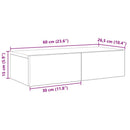 vidaXL Falipolc fiókokkal fehér 60x26,5x15 cm műszaki fa