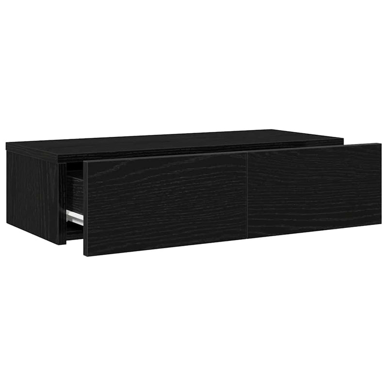 vidaXL Falipolc fiókokkal fekete 60x26,5x15 cm műszaki fa
