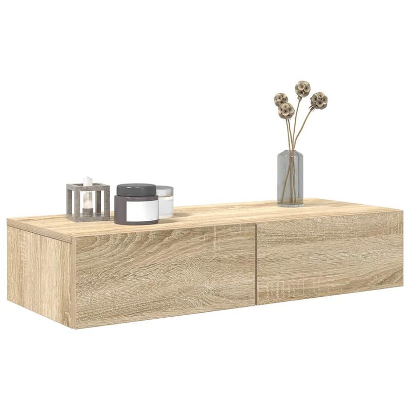 vidaXL Falipolc fiókokkal sonoma tölgy 80x33x17 cm műszaki fa