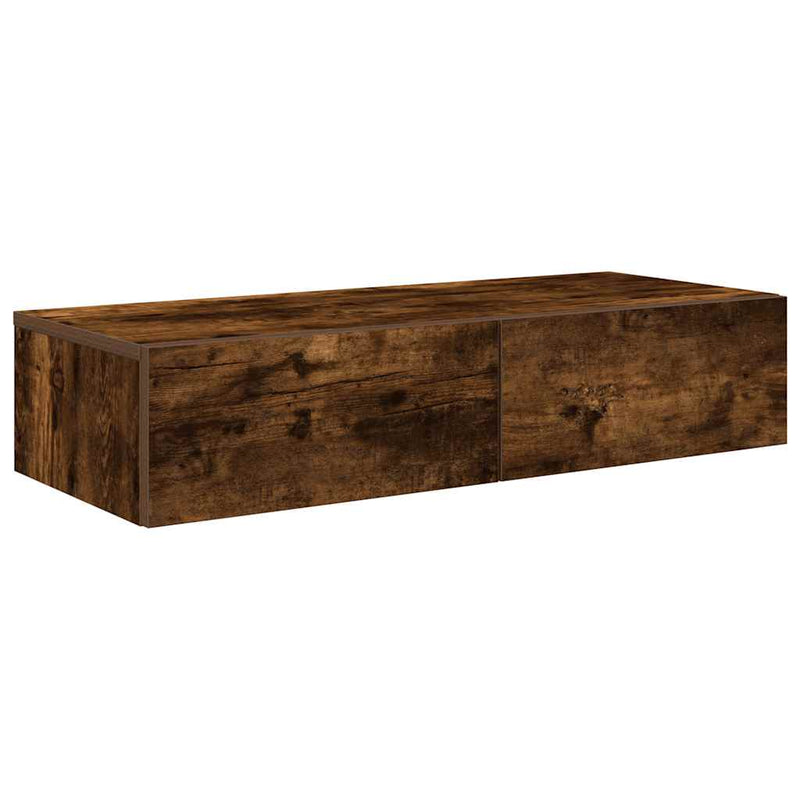 vidaXL Falipolc fiókokkal füstölt tölgy 80x33x17 cm műszaki fa