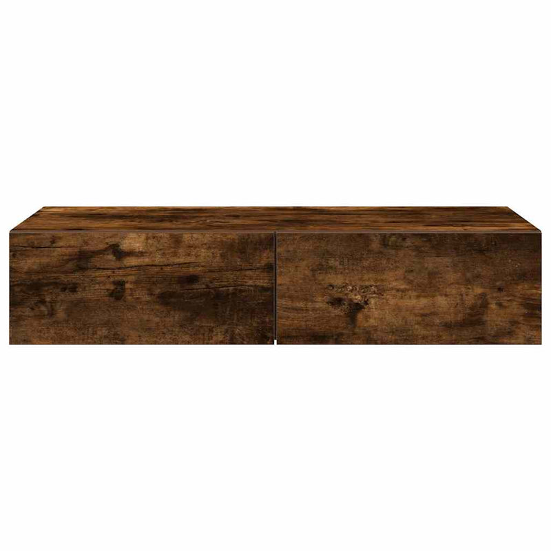 vidaXL Falipolc fiókokkal füstölt tölgy 80x33x17 cm műszaki fa