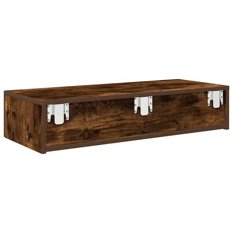 vidaXL Falipolc fiókokkal füstölt tölgy 80x33x17 cm műszaki fa