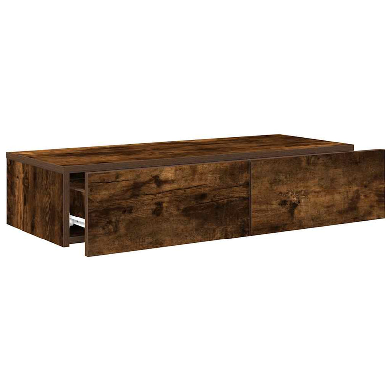 vidaXL Falipolc fiókokkal füstölt tölgy 80x33x17 cm műszaki fa