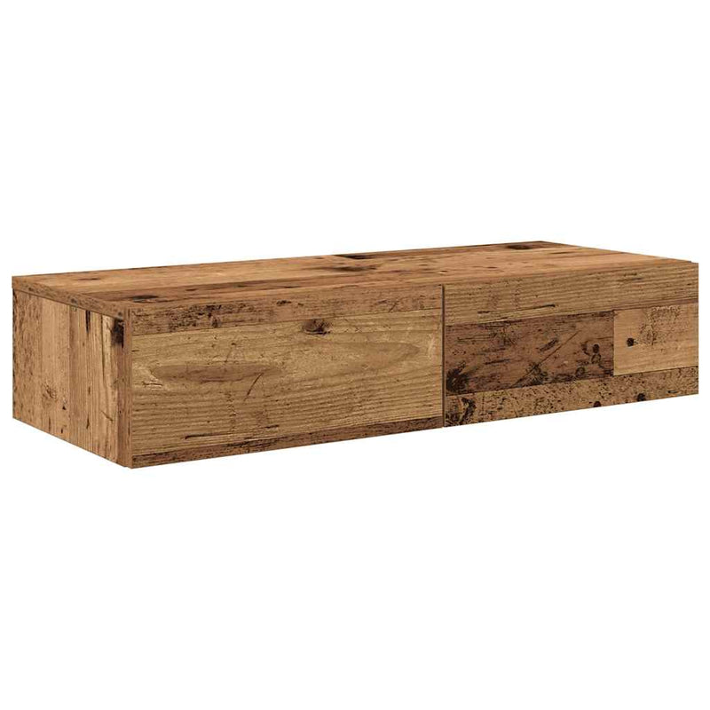 vidaXL Falipolc fiókokkal régi fa 80x33x17 cm műszaki fa