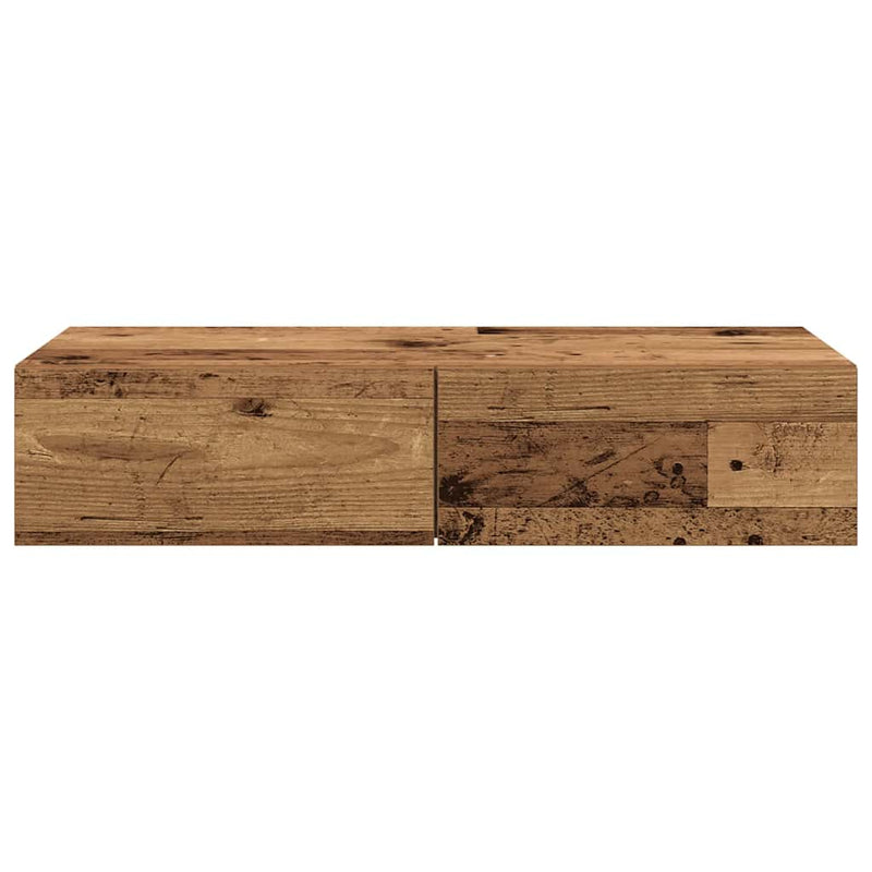 vidaXL Falipolc fiókokkal régi fa 80x33x17 cm műszaki fa