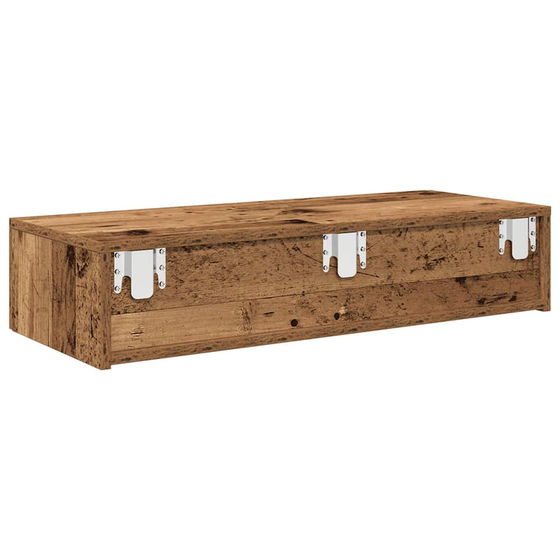 vidaXL Falipolc fiókokkal régi fa 80x33x17 cm műszaki fa