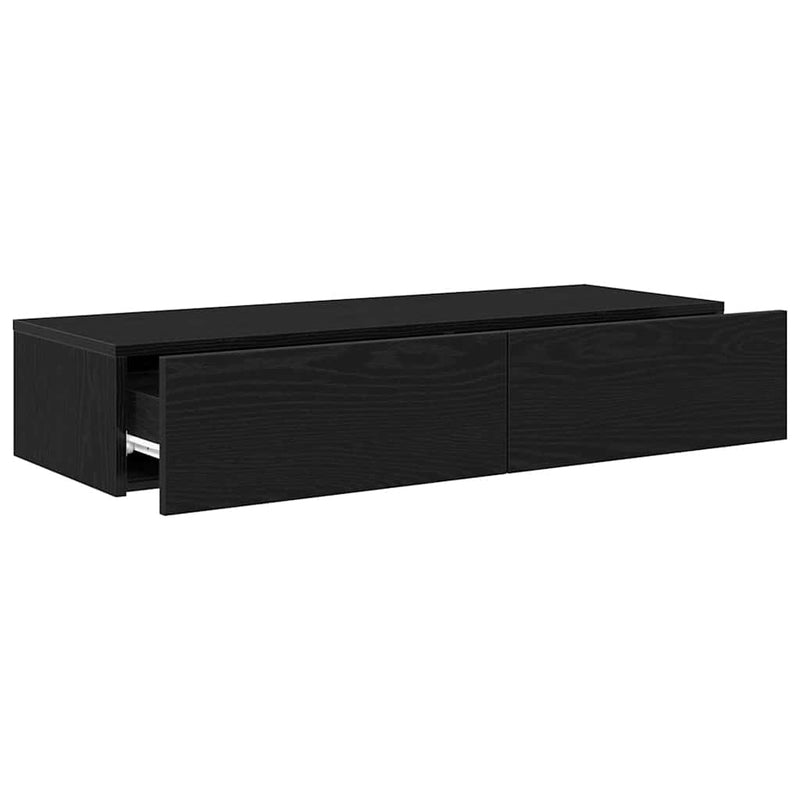 vidaXL Falipolc fiókokkal fekete 100x36x19 cm műszaki fa