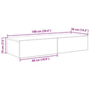vidaXL Falipolc fiókokkal fekete 100x36x19 cm műszaki fa