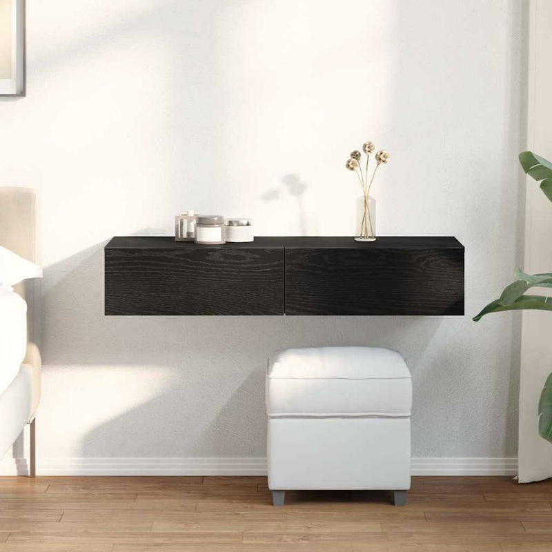 vidaXL Falipolc fiókokkal fekete 100x36x19 cm műszaki fa