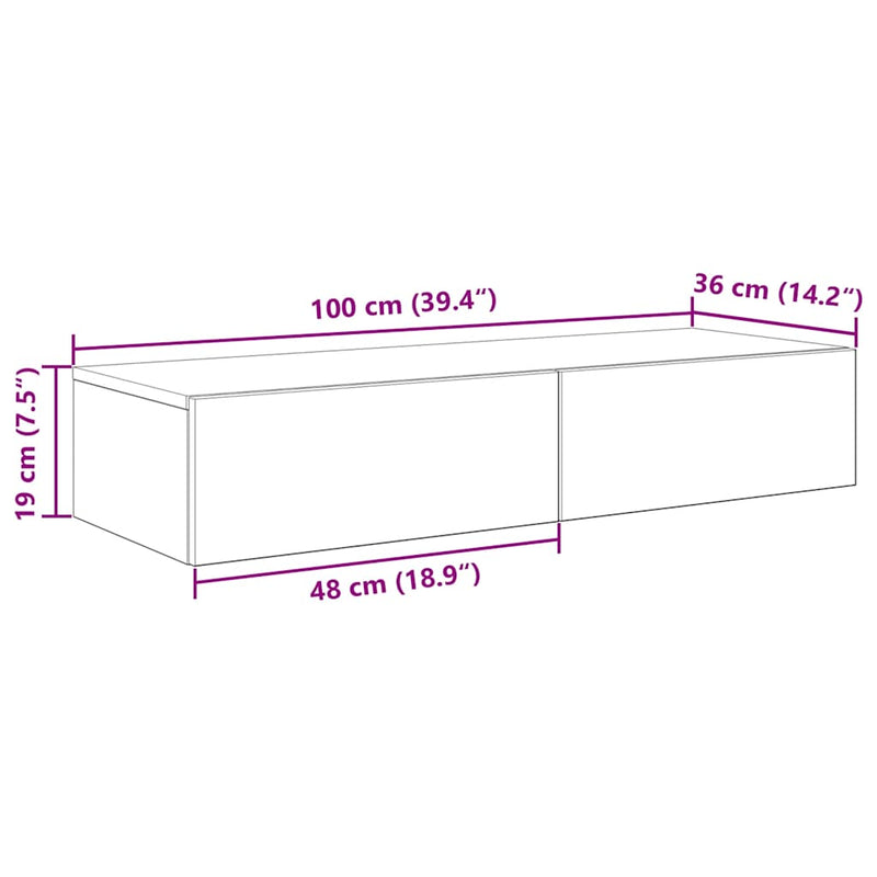 vidaXL Falipolc fiókokkal sonoma tölgy 100x36x19 cm műszaki fa