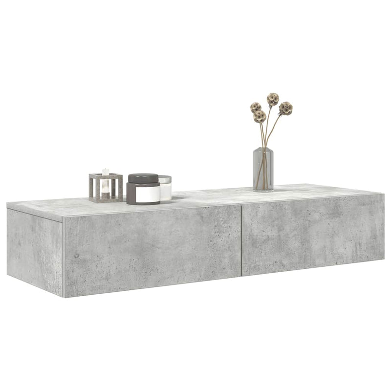 vidaXL Falipolc fiókokkal betonszürke 100x36x19 cm műszaki fa
