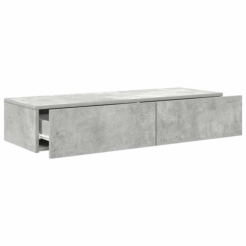 vidaXL Falipolc fiókokkal betonszürke 100x36x19 cm műszaki fa