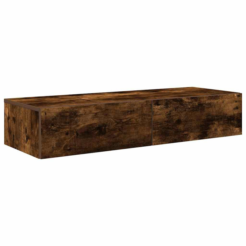 vidaXL Falipolc fiókokkal füstölt tölgy 100x36x19 cm műszaki fa