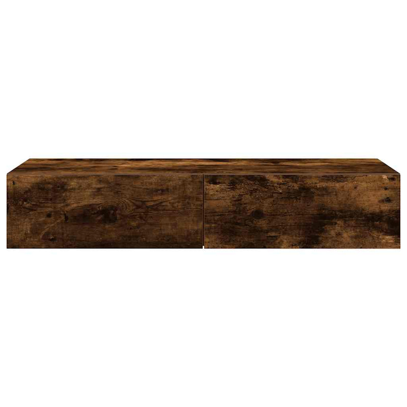 vidaXL Falipolc fiókokkal füstölt tölgy 100x36x19 cm műszaki fa