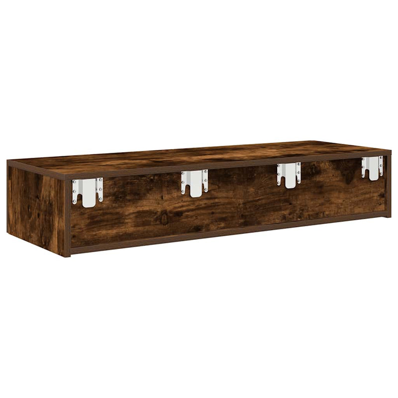 vidaXL Falipolc fiókokkal füstölt tölgy 100x36x19 cm műszaki fa
