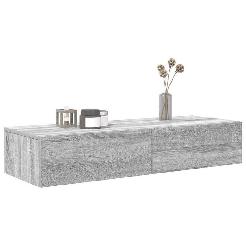 vidaXL Falipolc fiókokkal szürke sonoma 100x36x19 cm műszaki fa