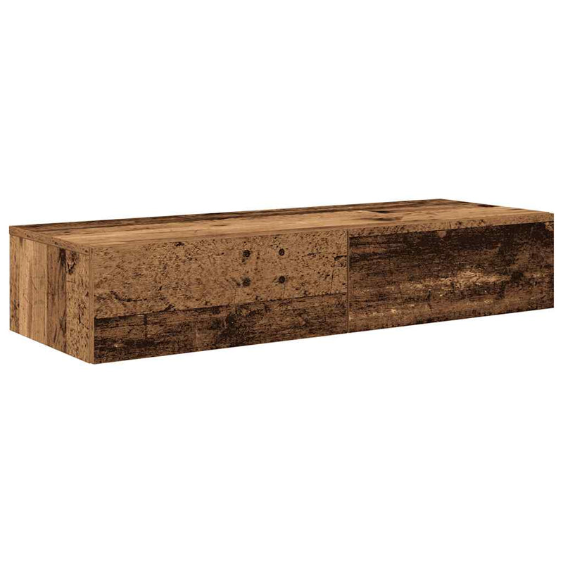 vidaXL Falipolc fiókokkal régi fa 100x36x19 cm műszaki fa