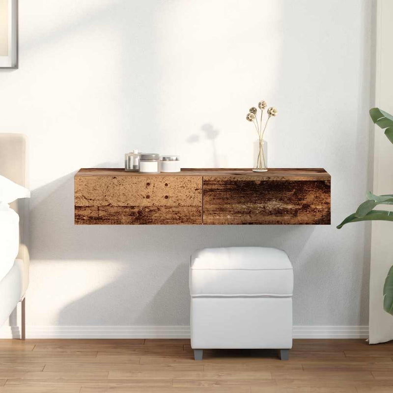 vidaXL Falipolc fiókokkal régi fa 100x36x19 cm műszaki fa