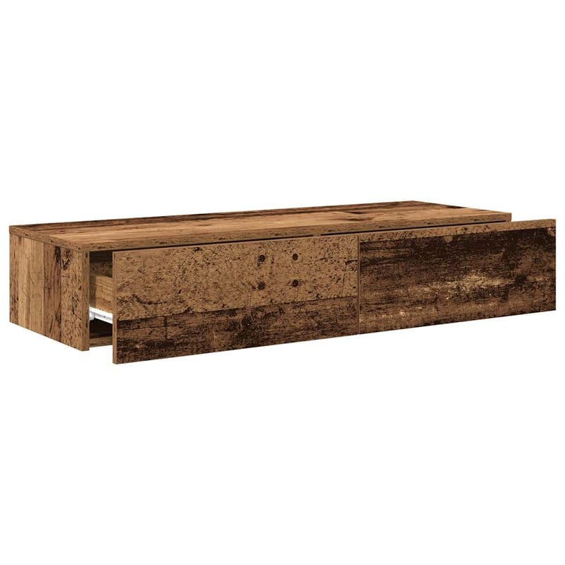 vidaXL Falipolc fiókokkal régi fa 100x36x19 cm műszaki fa