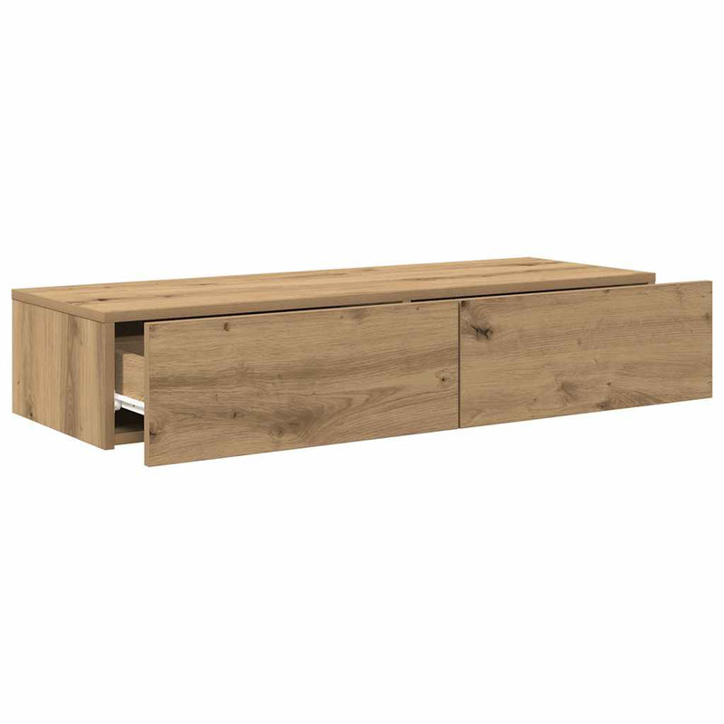 vidaXL Falipolc fiókokkal artisian tölgy 100x36x19 cm műszaki fa