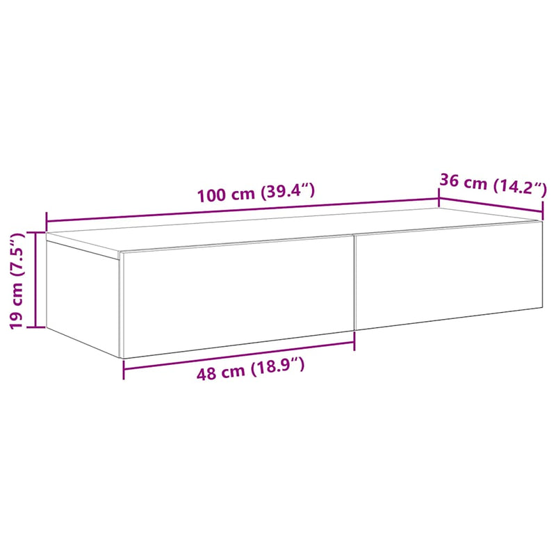 vidaXL Falipolc fiókokkal artisian tölgy 100x36x19 cm műszaki fa