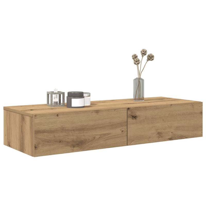 vidaXL Falipolc fiókokkal artisian tölgy 100x36x19 cm műszaki fa