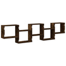 vidaXL füstös tölgy színű szerelt fa fali kockapolc 5 rekeszes színű