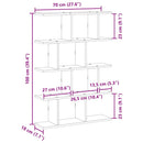 vidaXL kézműves tölgy színű fali kockapolc 12 rekeszes színű