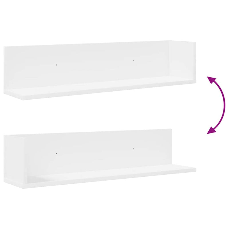 vidaXL 2 db fehér szerelt fa fali polc 75 x 16,5 x 16,5 cm