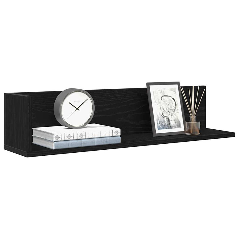 vidaXL 2 db fekete szerelt fa fali polc 75 x 16,5 x 16,5 cm