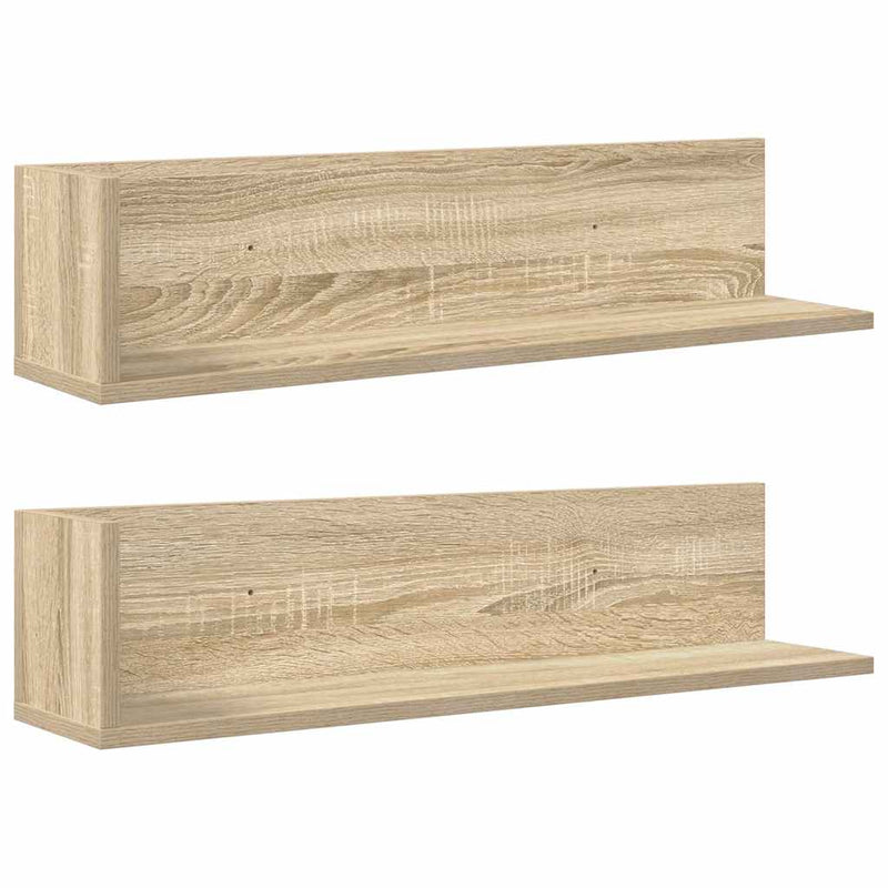 vidaXL 2 db sonoma tölgy színű szerelt fa fali polc 75 x 16,5 x 16,5cm