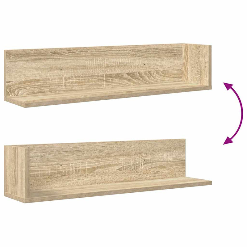vidaXL 2 db sonoma tölgy színű szerelt fa fali polc 75 x 16,5 x 16,5cm