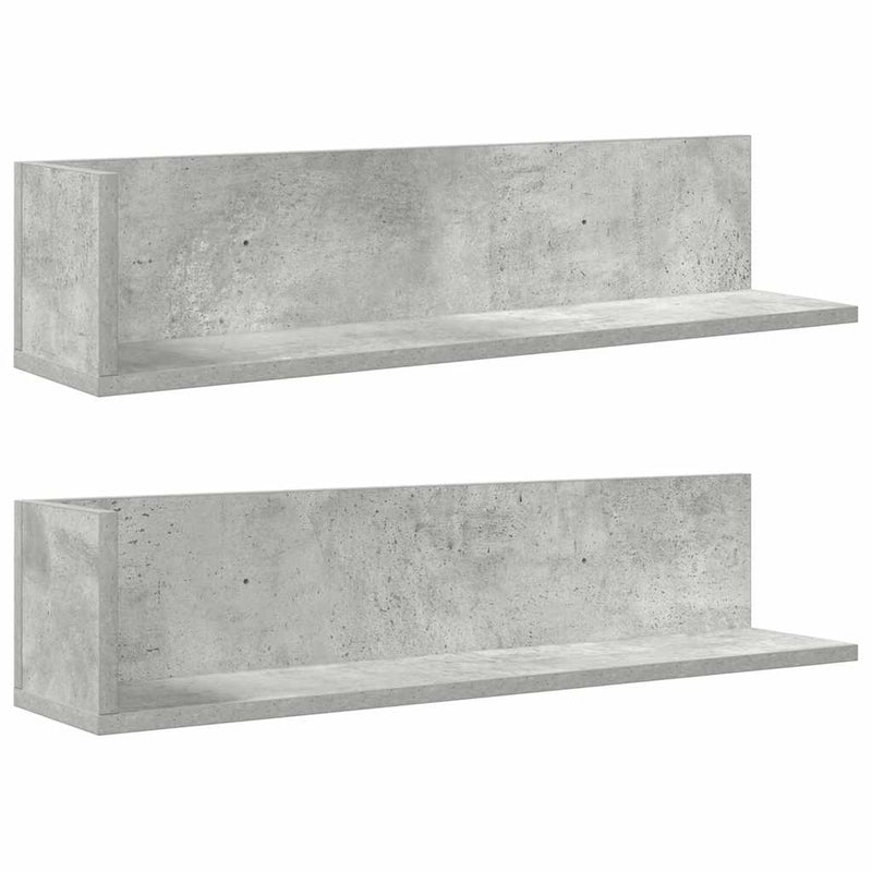 vidaXL 2 db betonszürke szerelt fa fali polc 75 x 16,5 x 16,5 cm