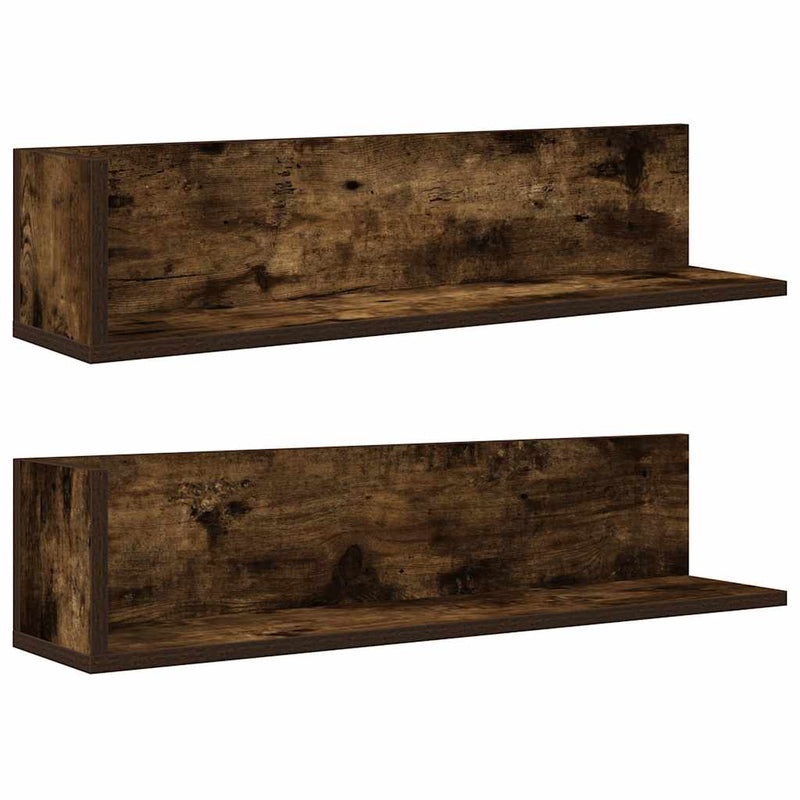 vidaXL 2 db füstös tölgy színű szerelt fa fali polc 75 x 16,5 x 16,5cm