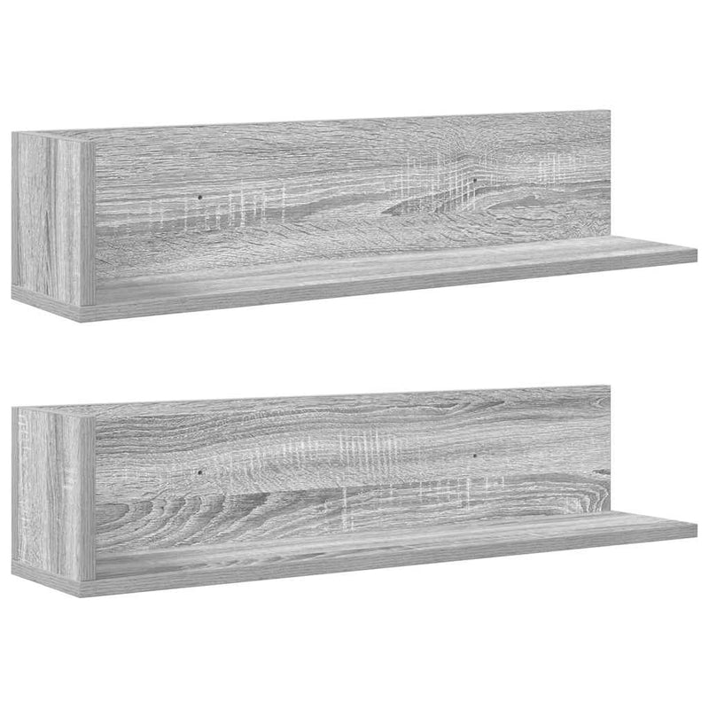 vidaXL 2 db szürke sonoma színű szerelt fa fali polc 75x16,5x16,5 cm