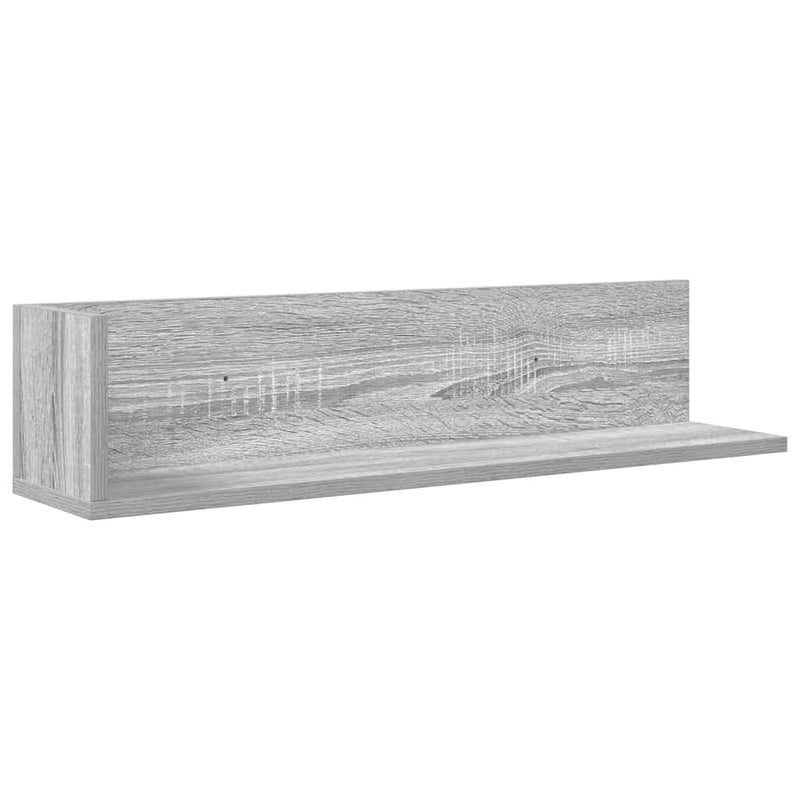 vidaXL 2 db szürke sonoma színű szerelt fa fali polc 75x16,5x16,5 cm