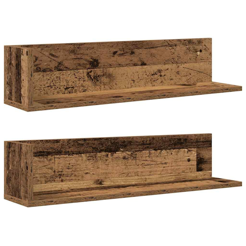 vidaXL 2 db antik fa színű szerelt fa fali polc 75 x 16,5 x 16,5 cm