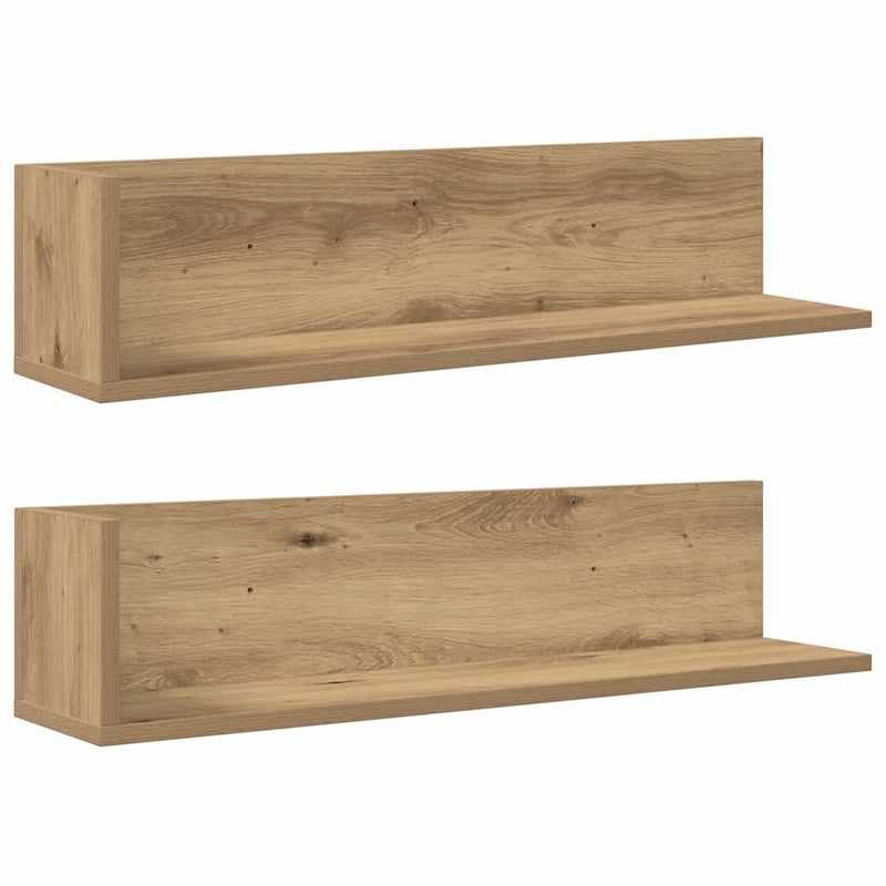 vidaXL 2 db kézműves tölgy színű szerelt fa fali polc 75x16,5x16,5 cm