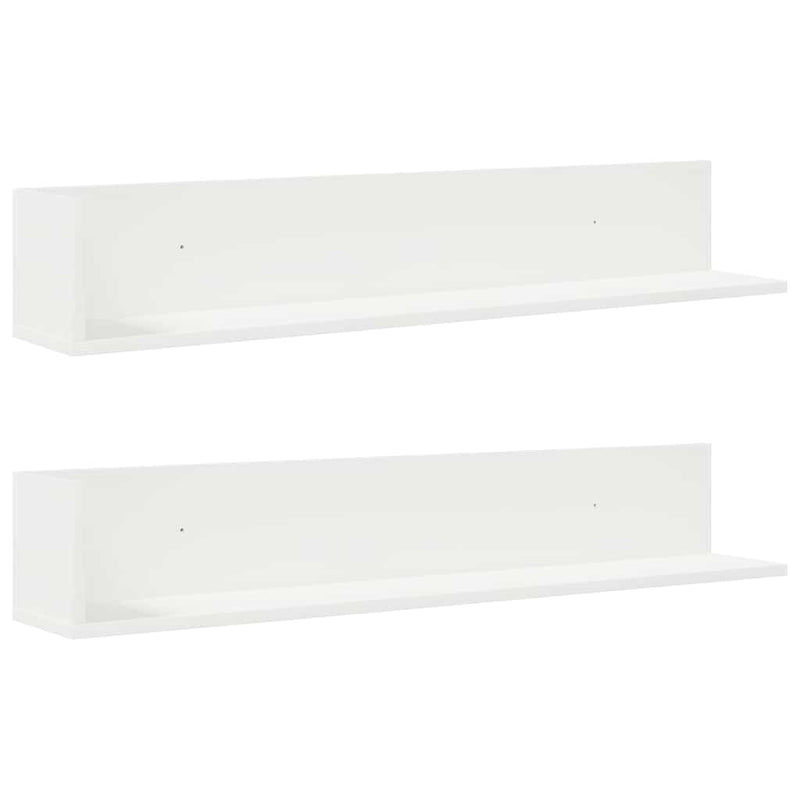vidaXL 2 db fehér szerelt fa fali polc 100 x 16,5 x 16,5 cm