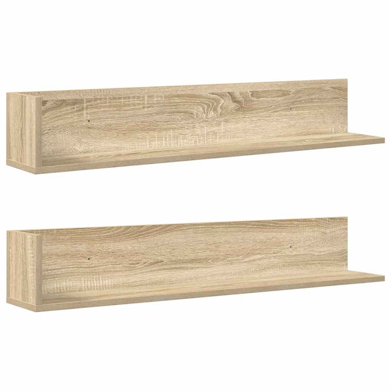 vidaXL 2 db sonoma tölgy színű szerelt fa fali polc 100x16,5x16,5 cm