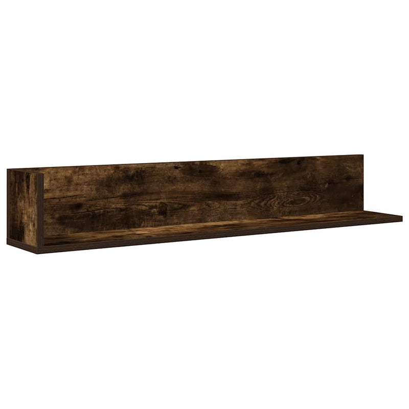vidaXL 2 db füstös tölgy színű szerelt fa fali polc 100x16,5x16,5 cm
