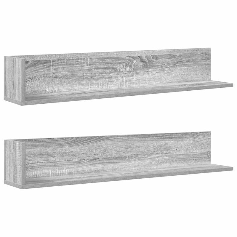 vidaXL 2 db szürke sonoma színű szerelt fa fali polc 100x16,5x16,5 cm