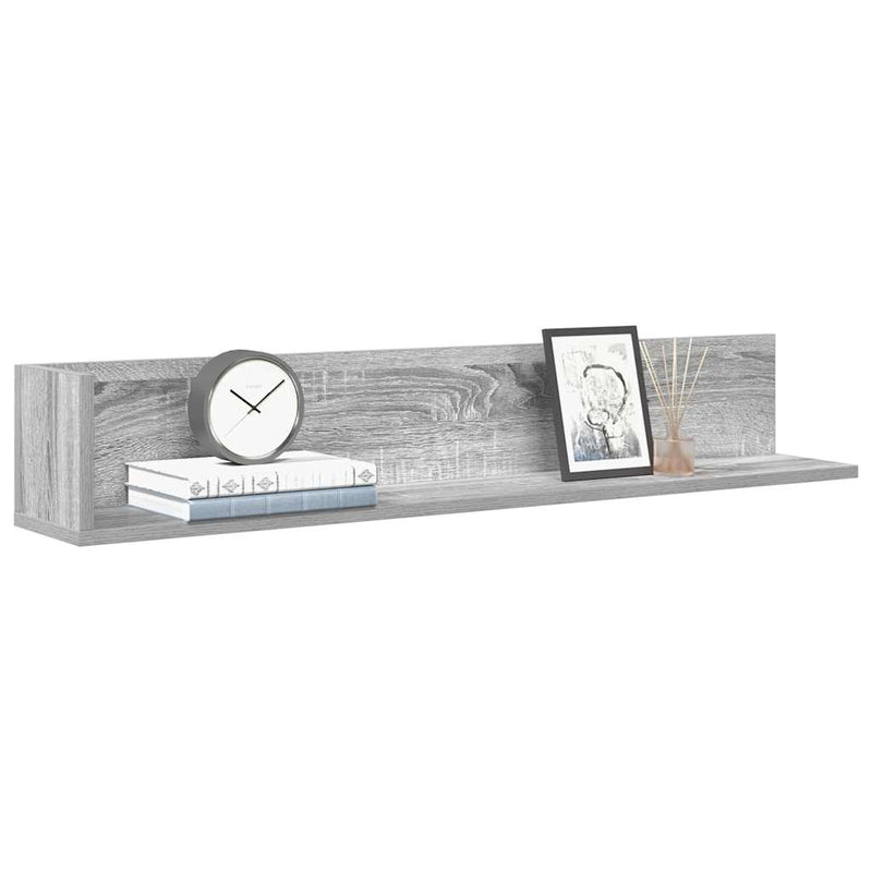 vidaXL 2 db szürke sonoma színű szerelt fa fali polc 100x16,5x16,5 cm